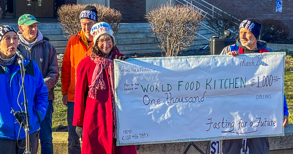 The hunger strikers, Fasting for a Future, donated the value of the food they did not eat,$1,000 to